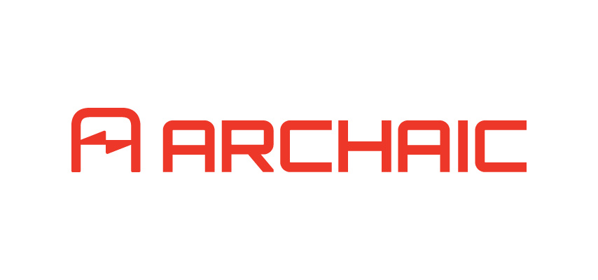 A logo with an A with a sawtooth waveform as the crossbar, and text "ARCHAIC", both in red.