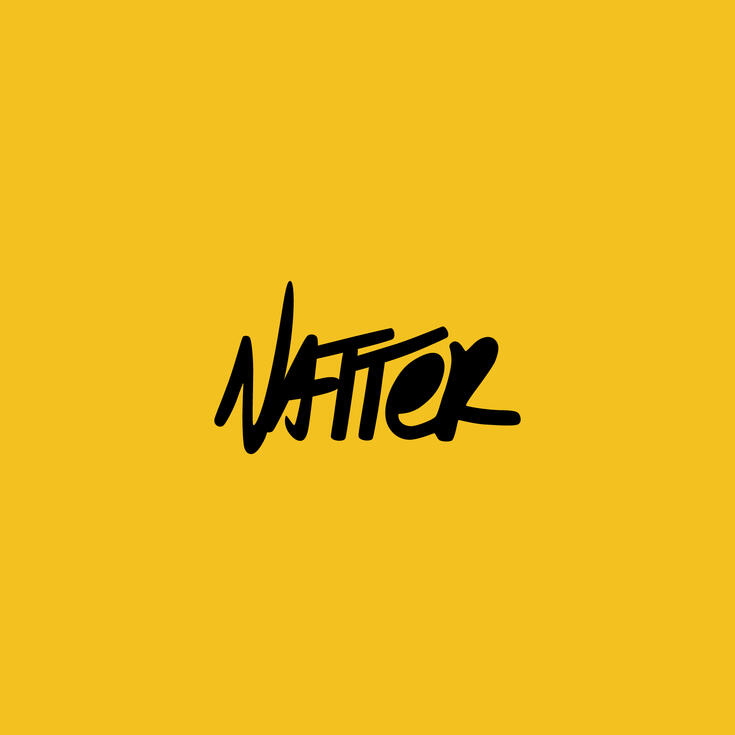 A logo "Natter" in a black graffiti hand-style on a bright yellow background.