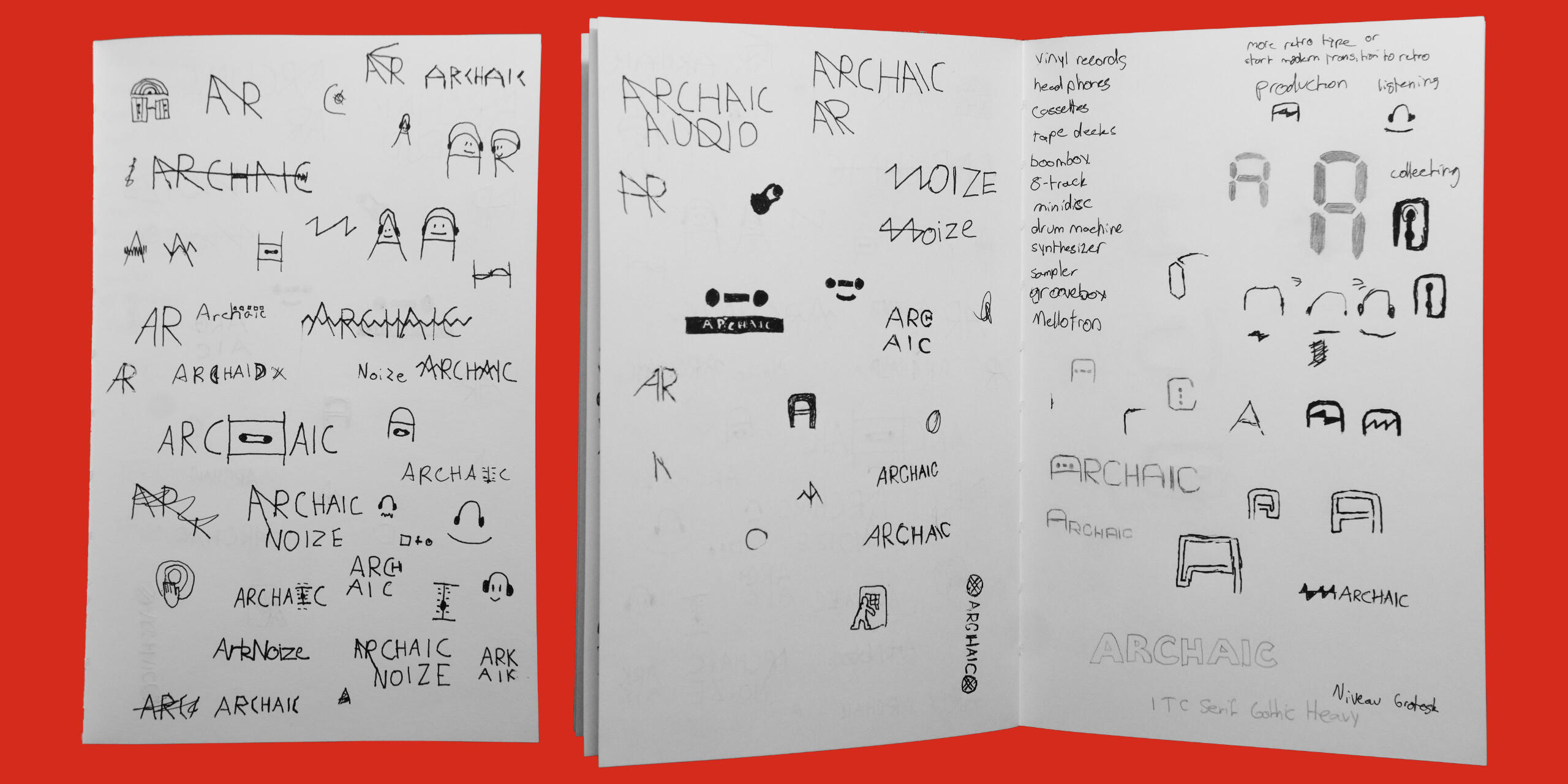 Sketches Sketches and ideation for Archaic logo